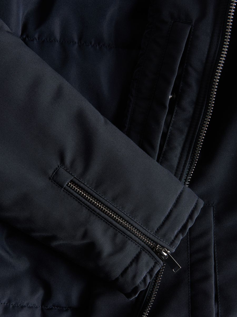 Biker jacket with stand up collar - navy - RESERVED - 2