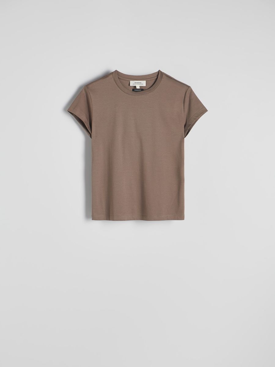 Silk-blend T-shirt - coffee - RESERVED