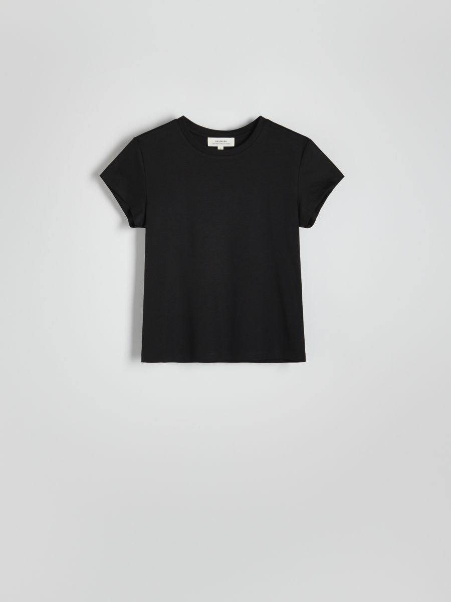 Silk-blend T-shirt - black - RESERVED