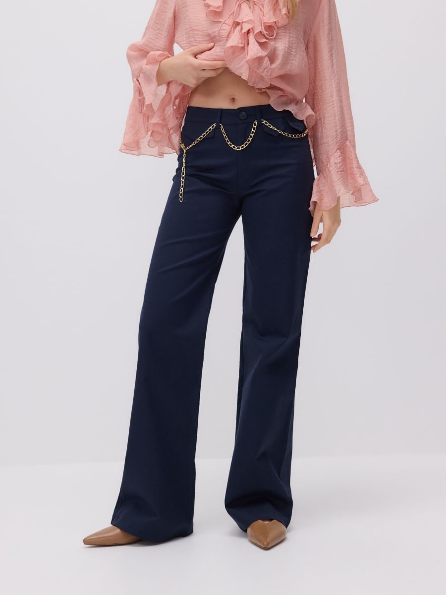 Trousers with chain detail - navy - RESERVED - 4