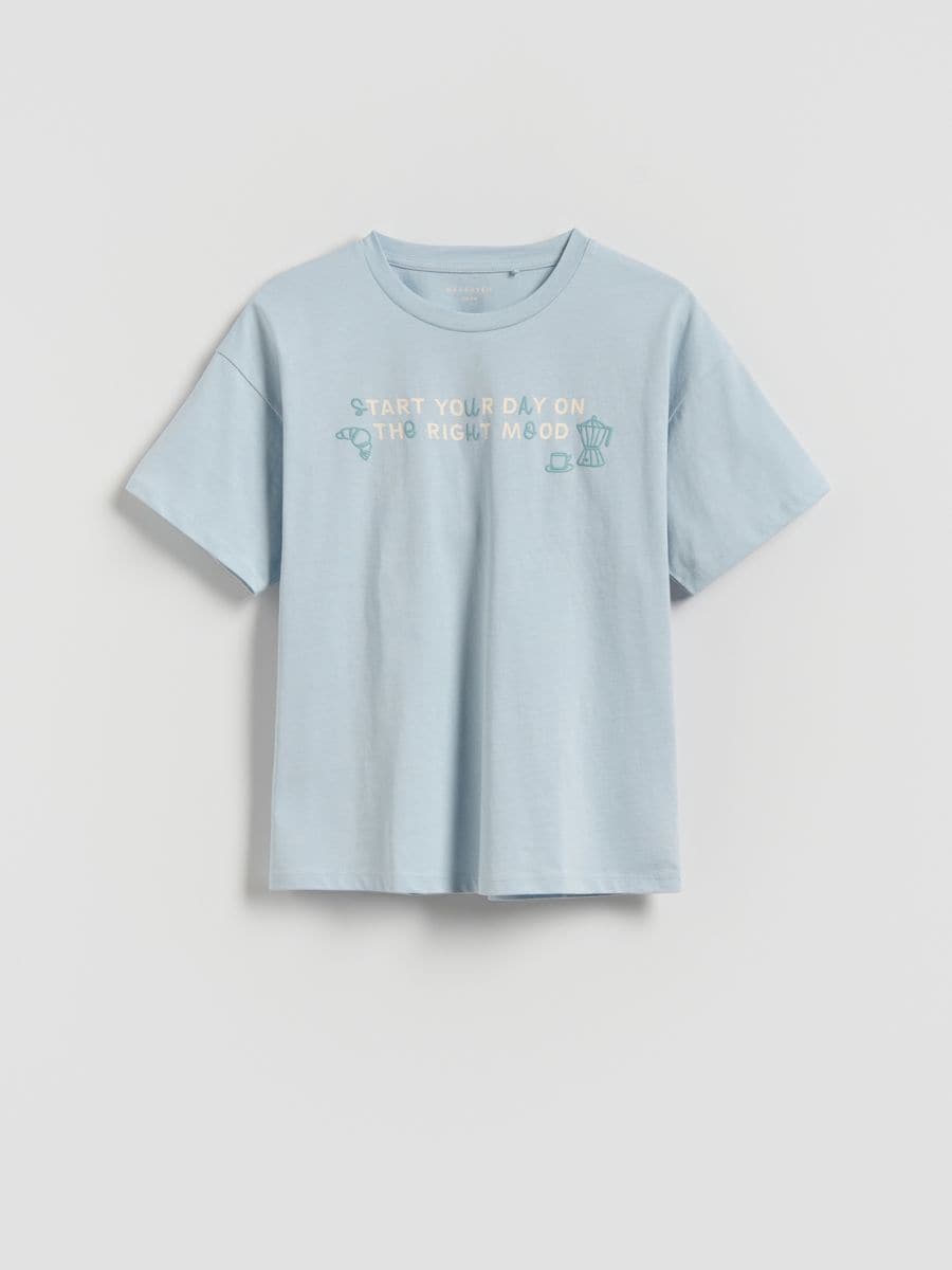 T-shirt with print - pale blue - RESERVED