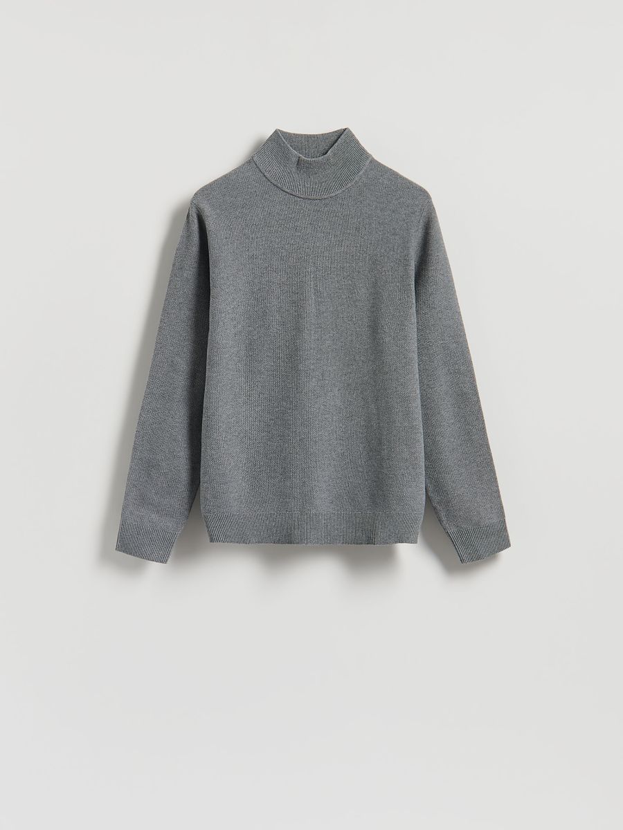 Plain turtleneck in jersey - dark grey - RESERVED