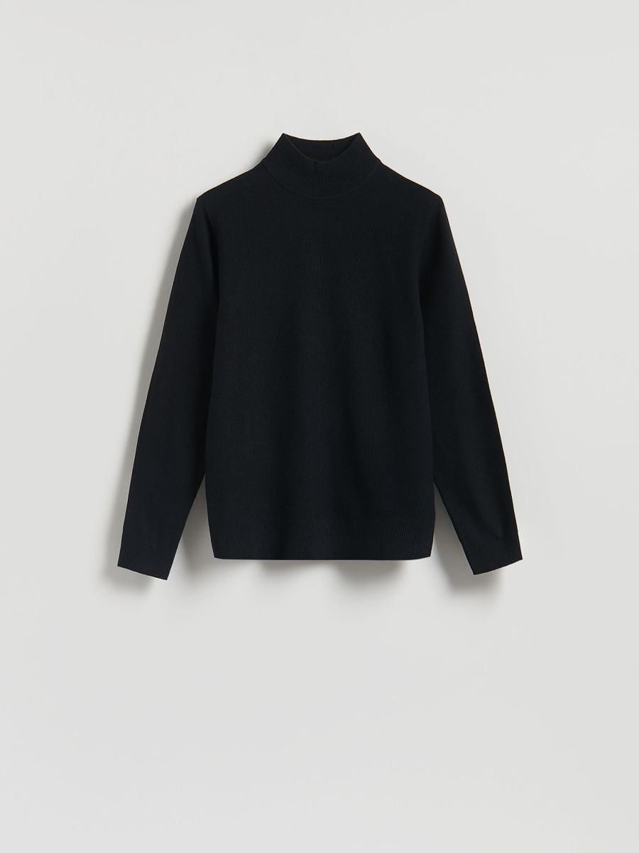 Plain turtleneck in jersey - black - RESERVED