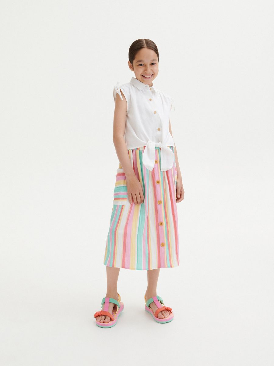 Stripe midi skirt - multicolor - RESERVED - 2