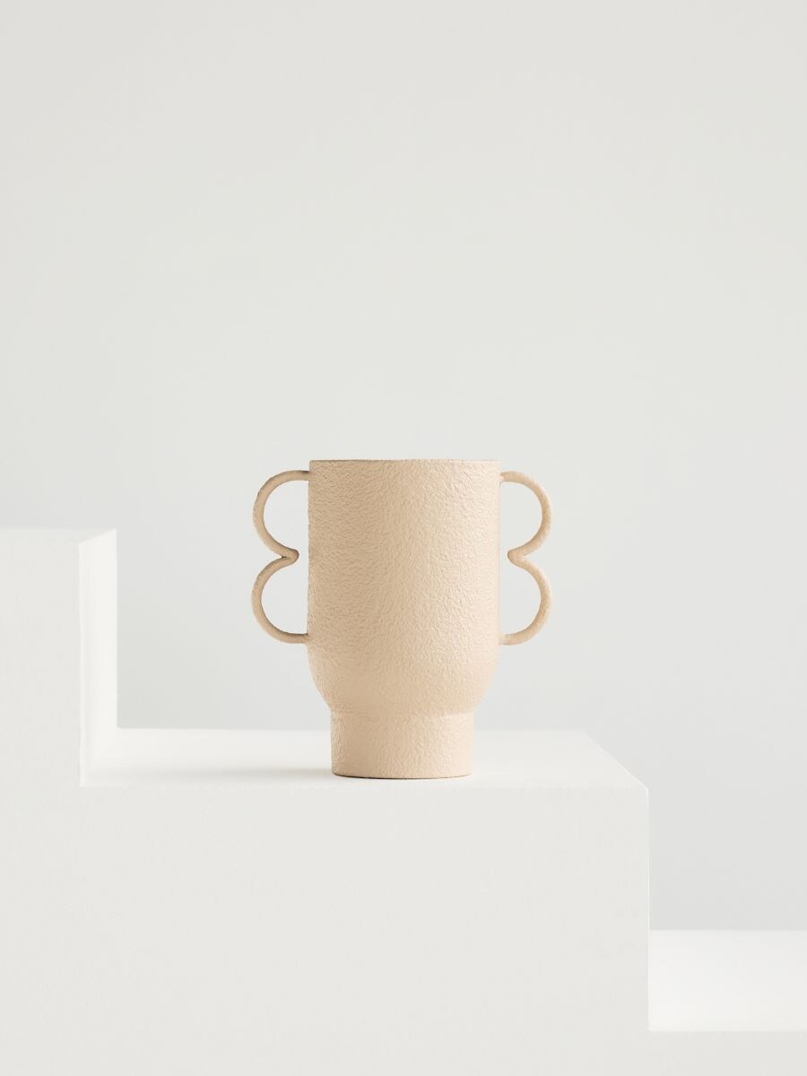 Vase with decorative handles - beige - RESERVED