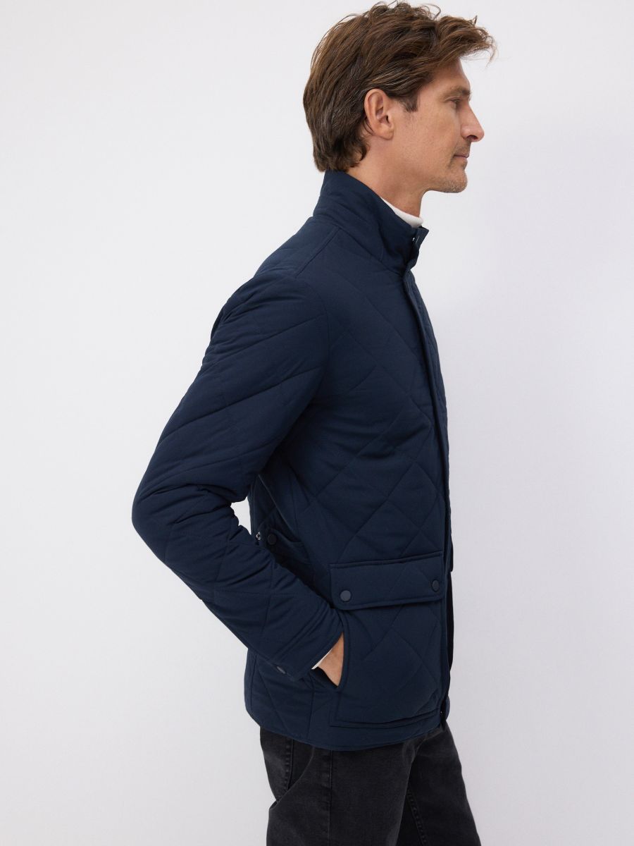 Quilted jacket with stand up collar - navy - RESERVED - 4