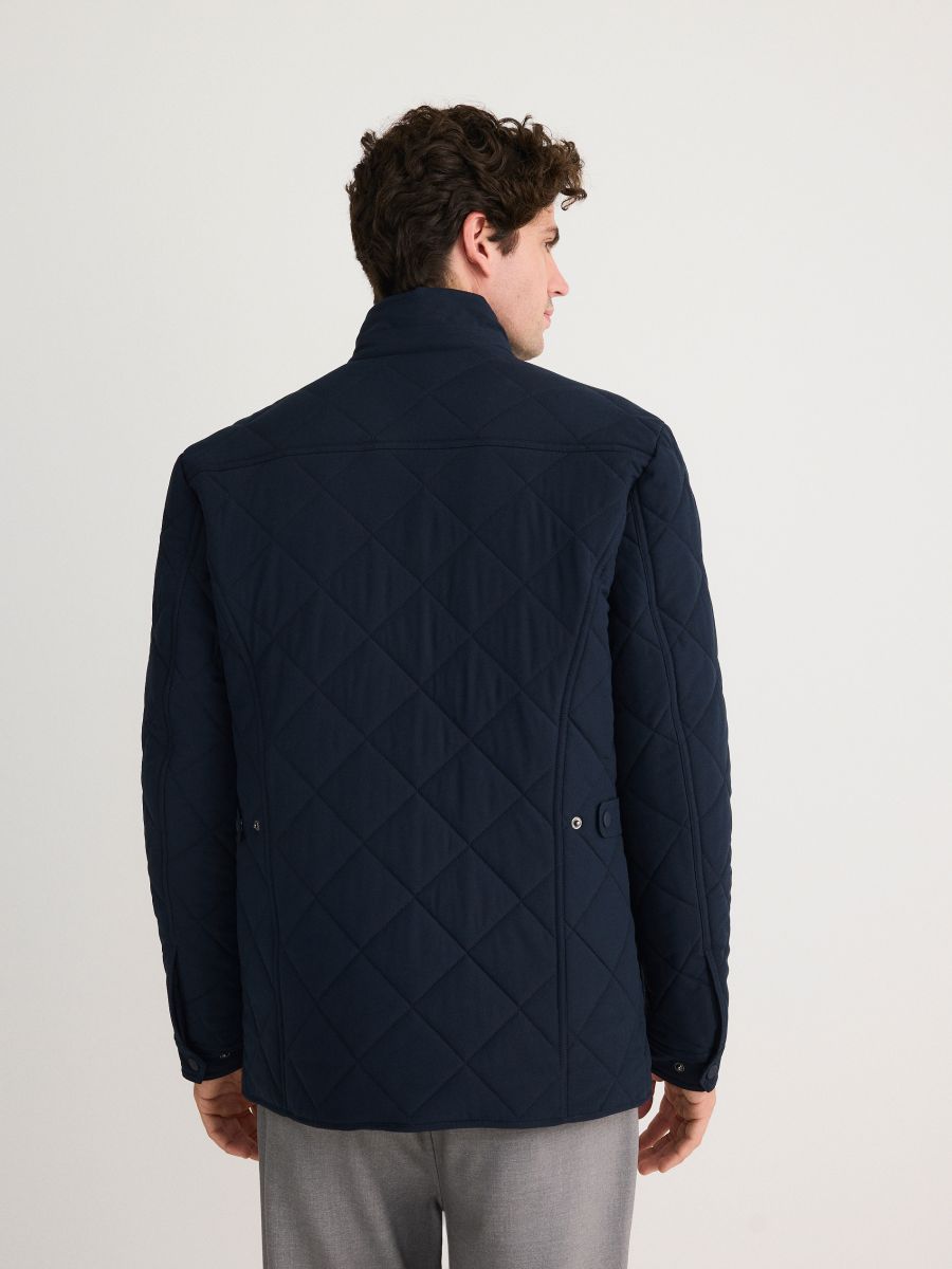 Quilted jacket with stand up collar - navy - RESERVED - 3