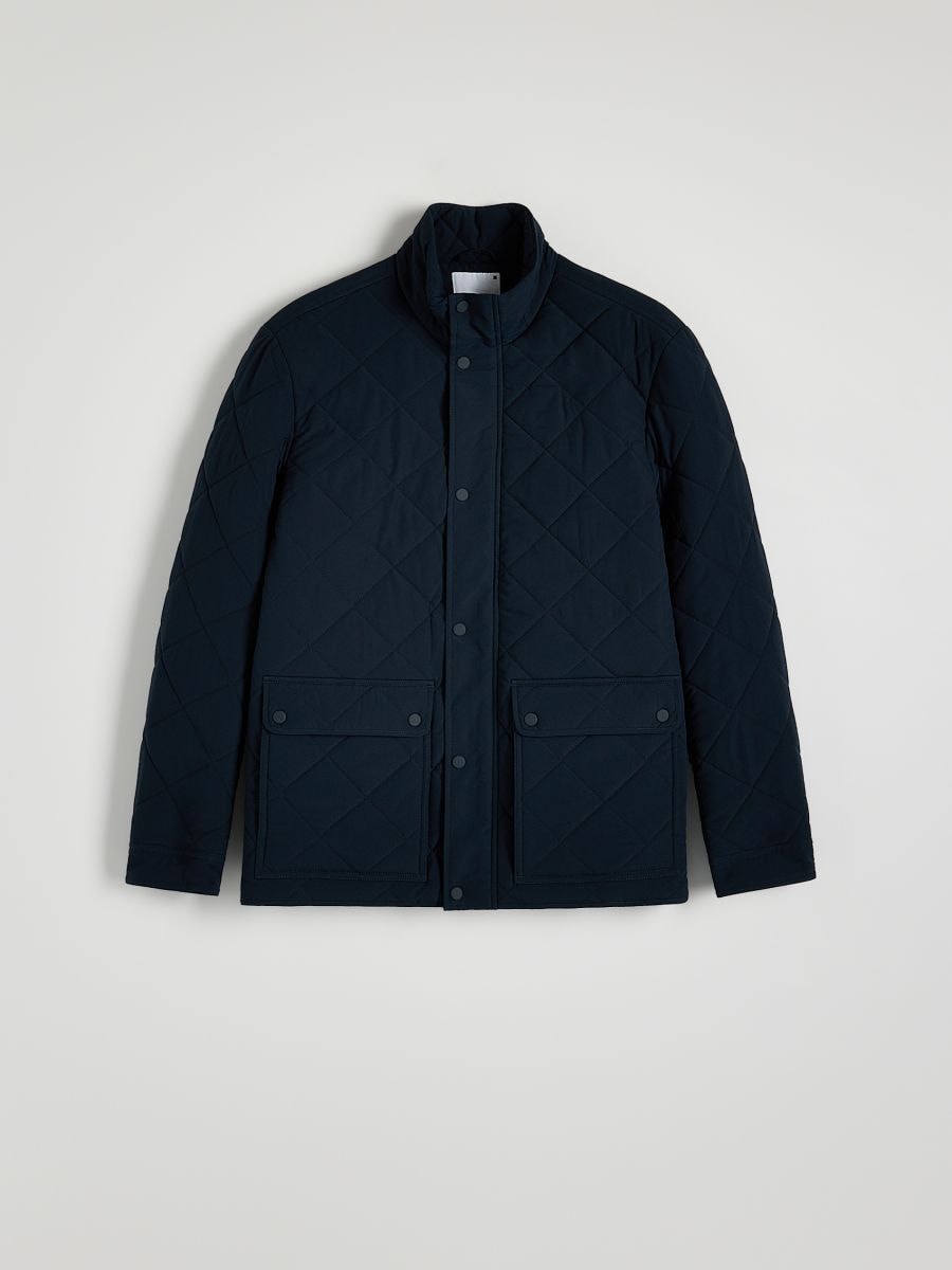 Quilted jacket with stand up collar - navy - RESERVED - 5