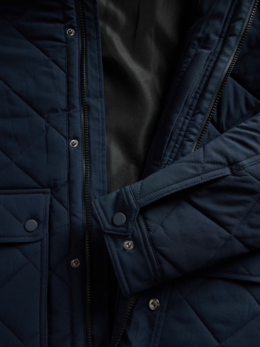 Quilted jacket with stand up collar - navy - RESERVED - 6