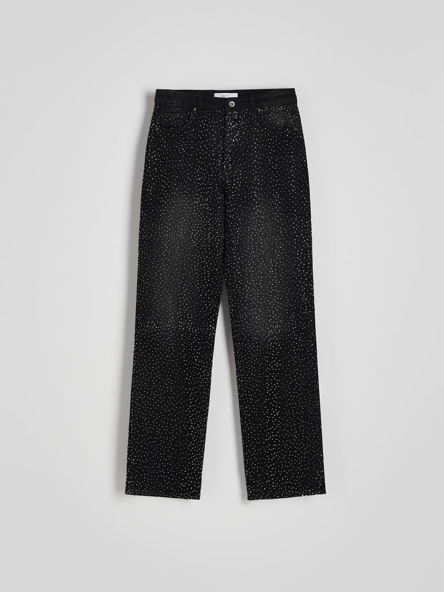 Straight jeans with shiny appliqués - black - RESERVED - 5