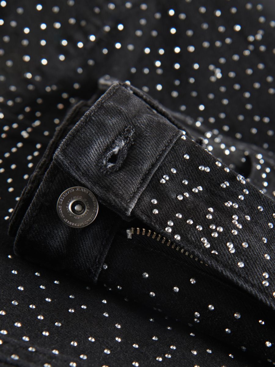 Straight jeans with shiny appliqués - black - RESERVED - 6