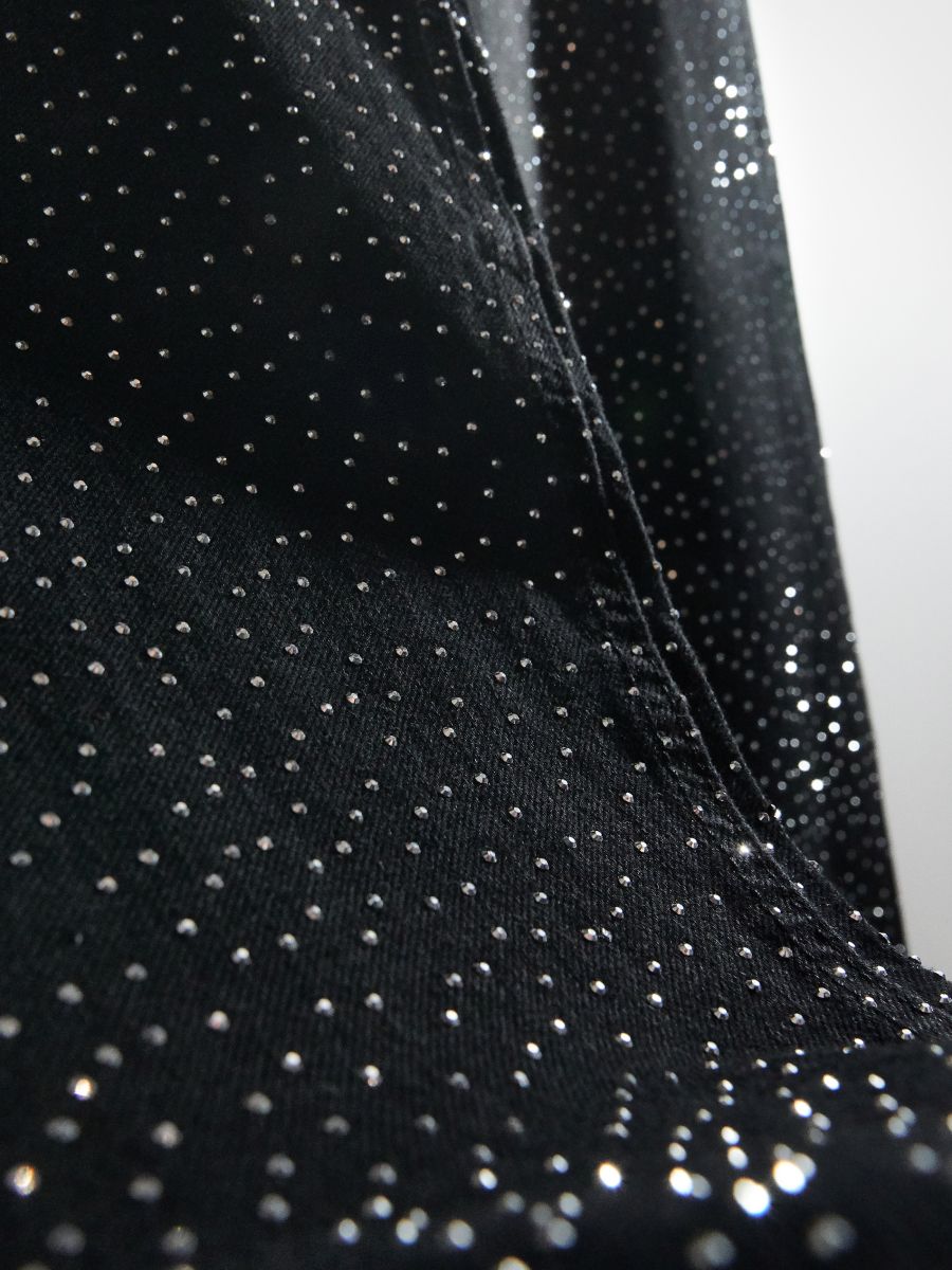 Straight jeans with shiny appliqués - black - RESERVED - 8