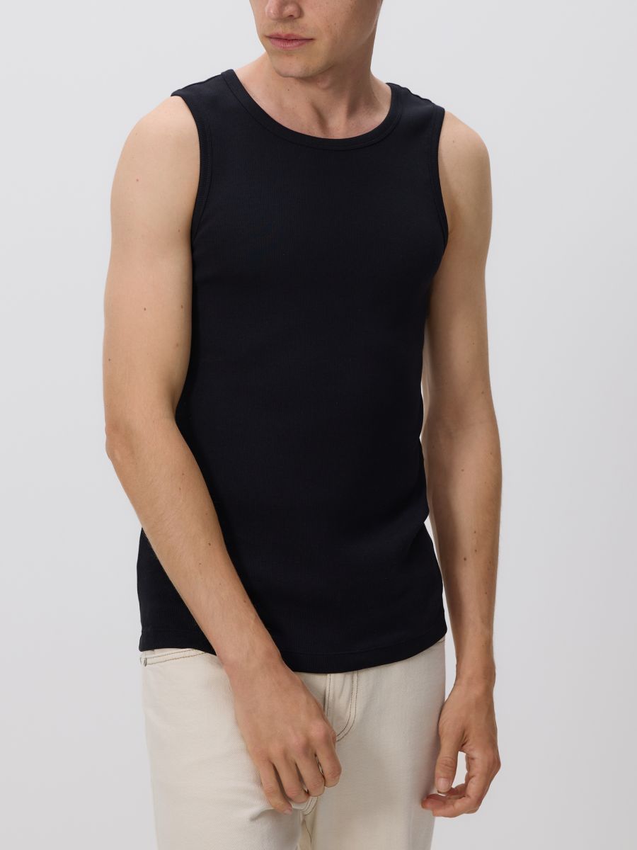 Bawełniany tank top - czarny - RESERVED