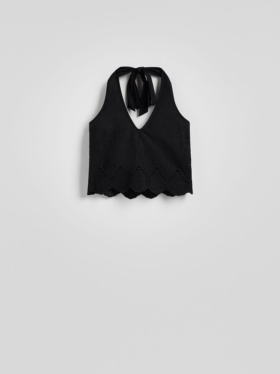 Tie-front openwork top - black - RESERVED - 6