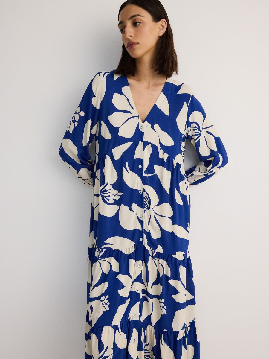 Blauwe midi jurk best sale