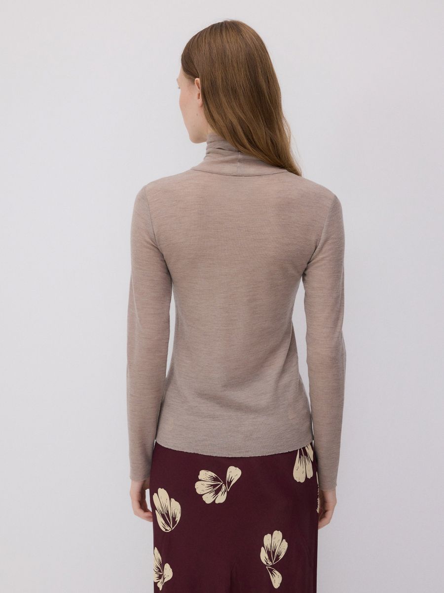 Turtleneck blouse in merino wool - beige - RESERVED - 4