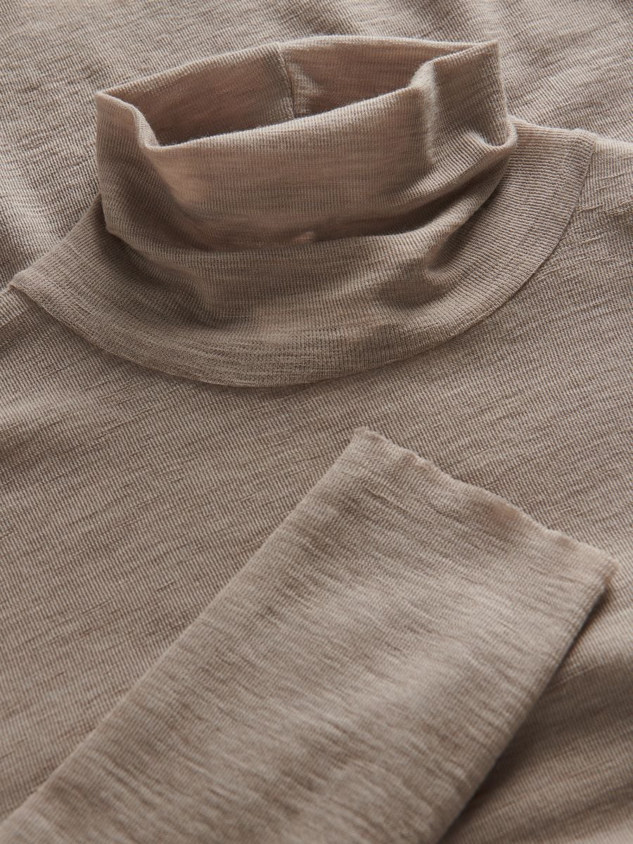 Turtleneck blouse in merino wool - beige - RESERVED - 6