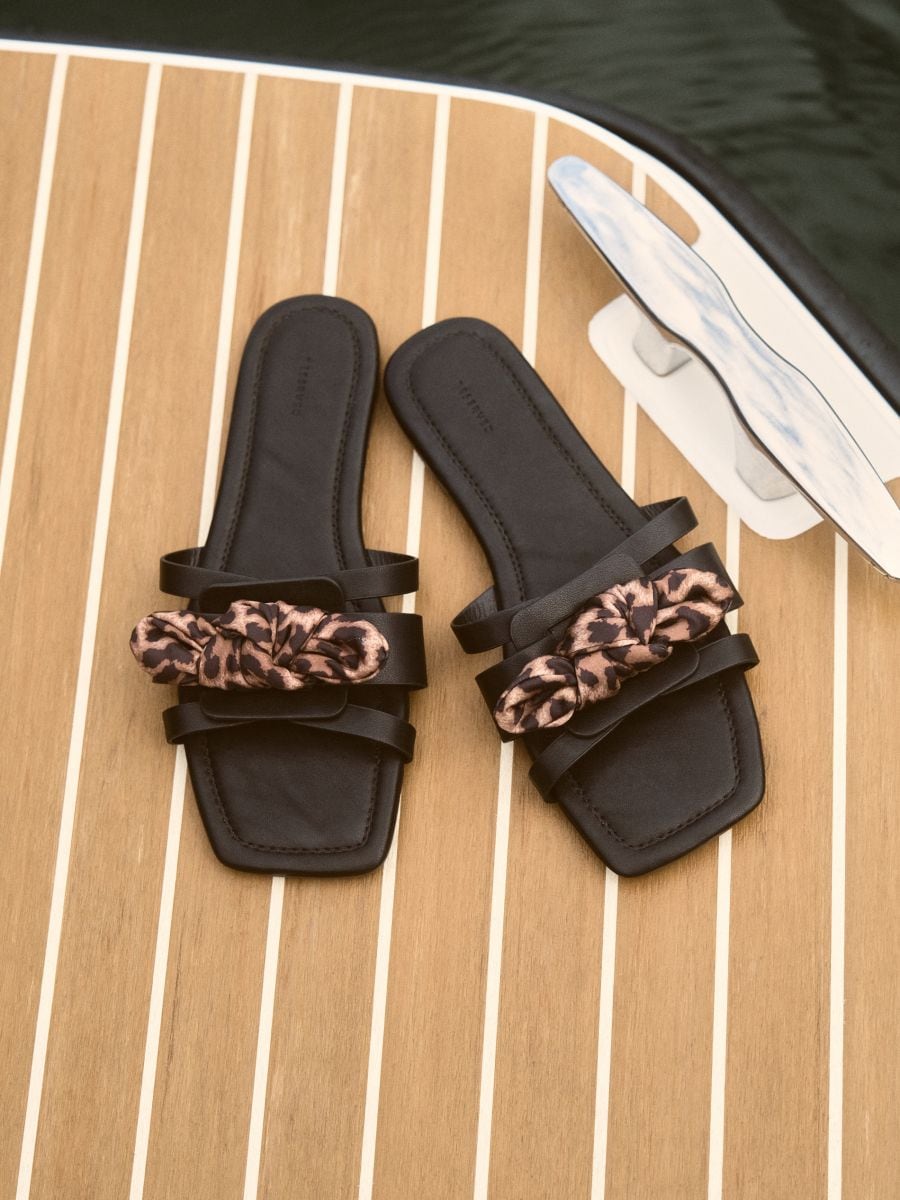 Slides with decorative ties - black - RESERVED - 5
