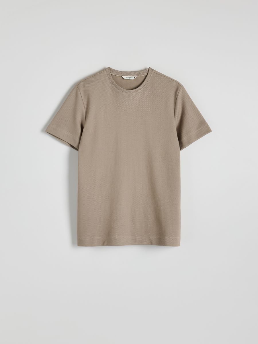 Regular-fit T-shirt in textured knit - coffee - RESERVED - 6