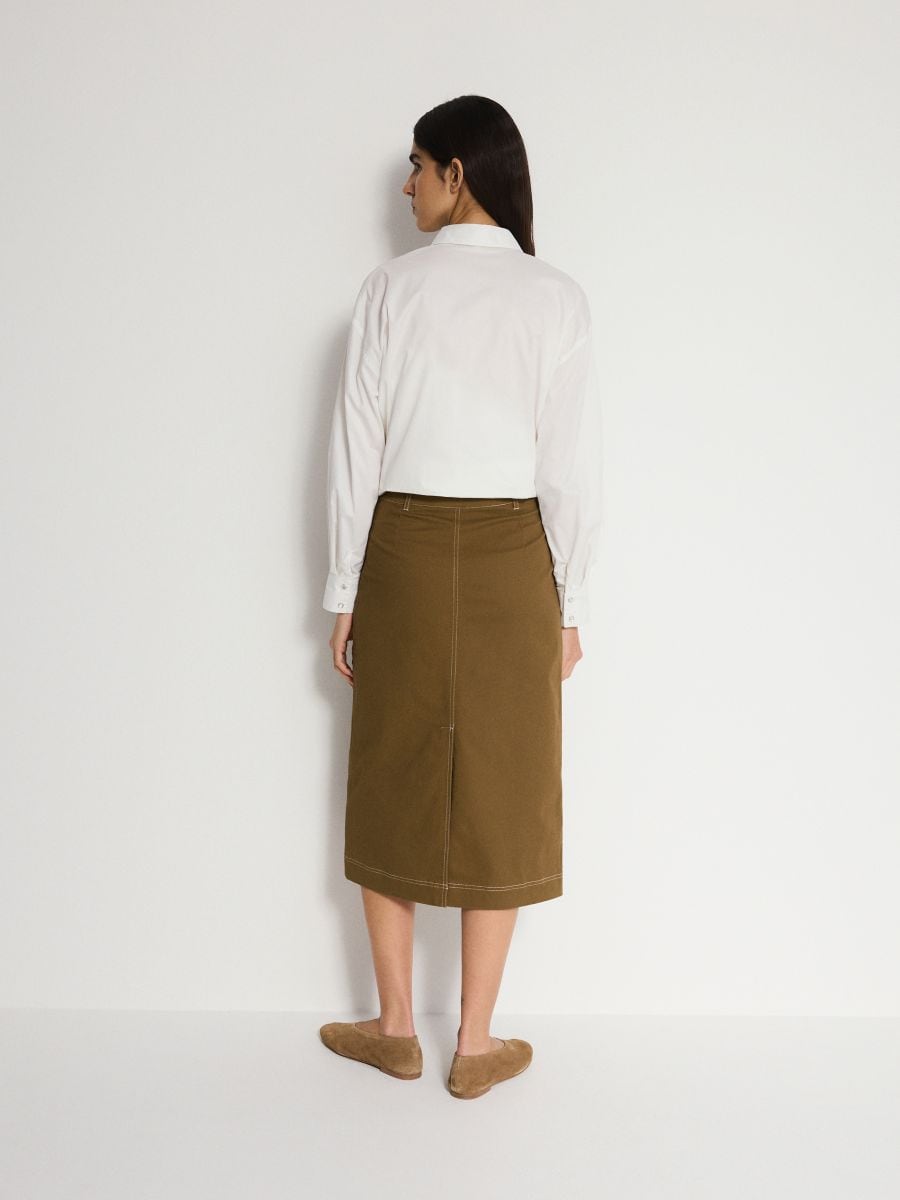 Skirt with pockets - warm olive - RESERVED - 4