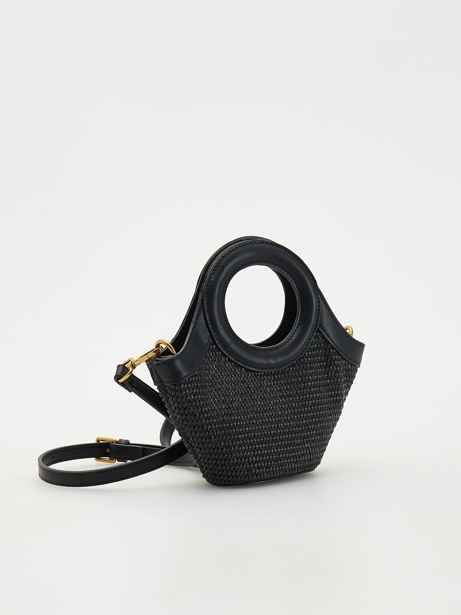 Straw rich bucket bag - black - RESERVED - 2