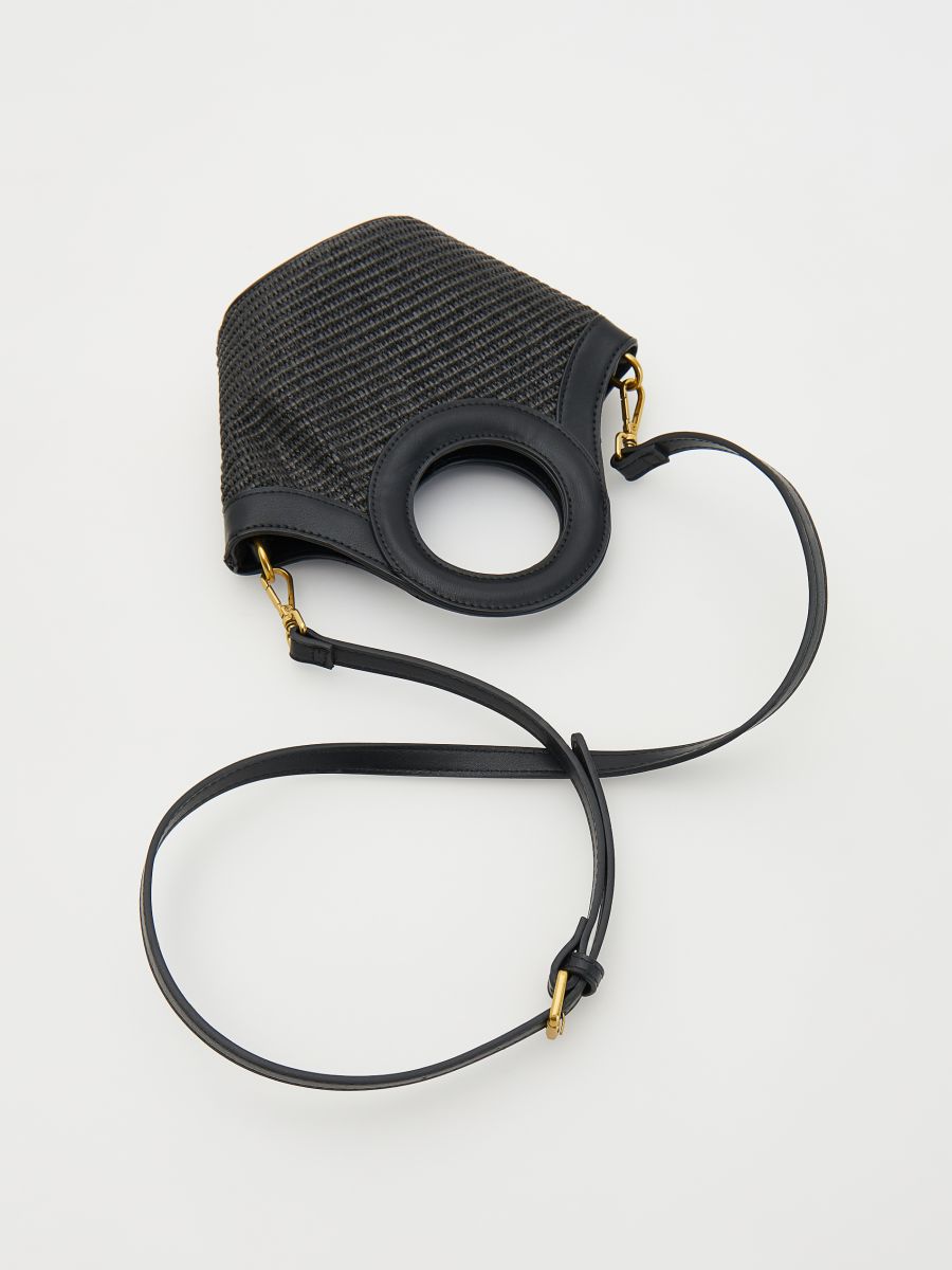 Straw rich bucket bag - black - RESERVED - 4