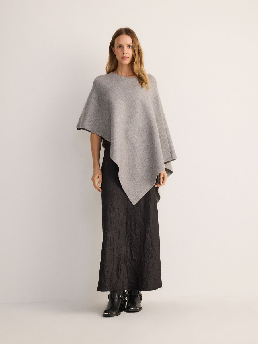 Asymmetrical poncho - light grey - RESERVED - 2