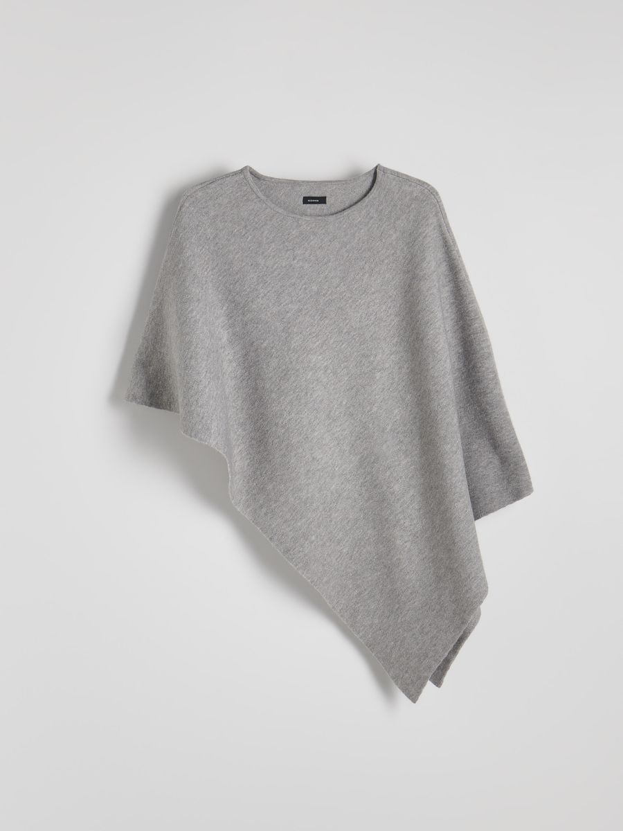 Asymmetrical poncho - light grey - RESERVED - 5