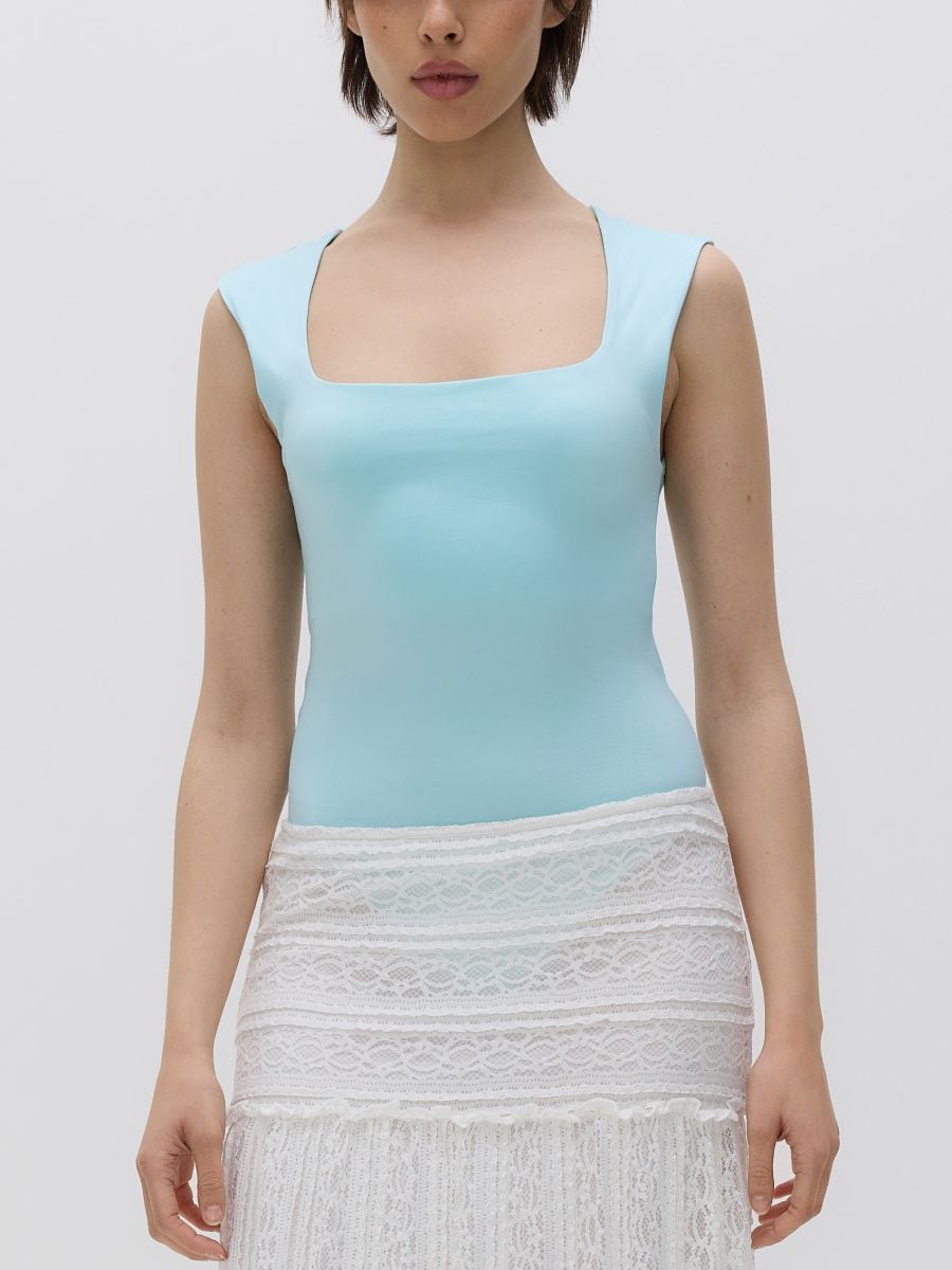 Plain bodysuit - light turquoise - RESERVED - 3
