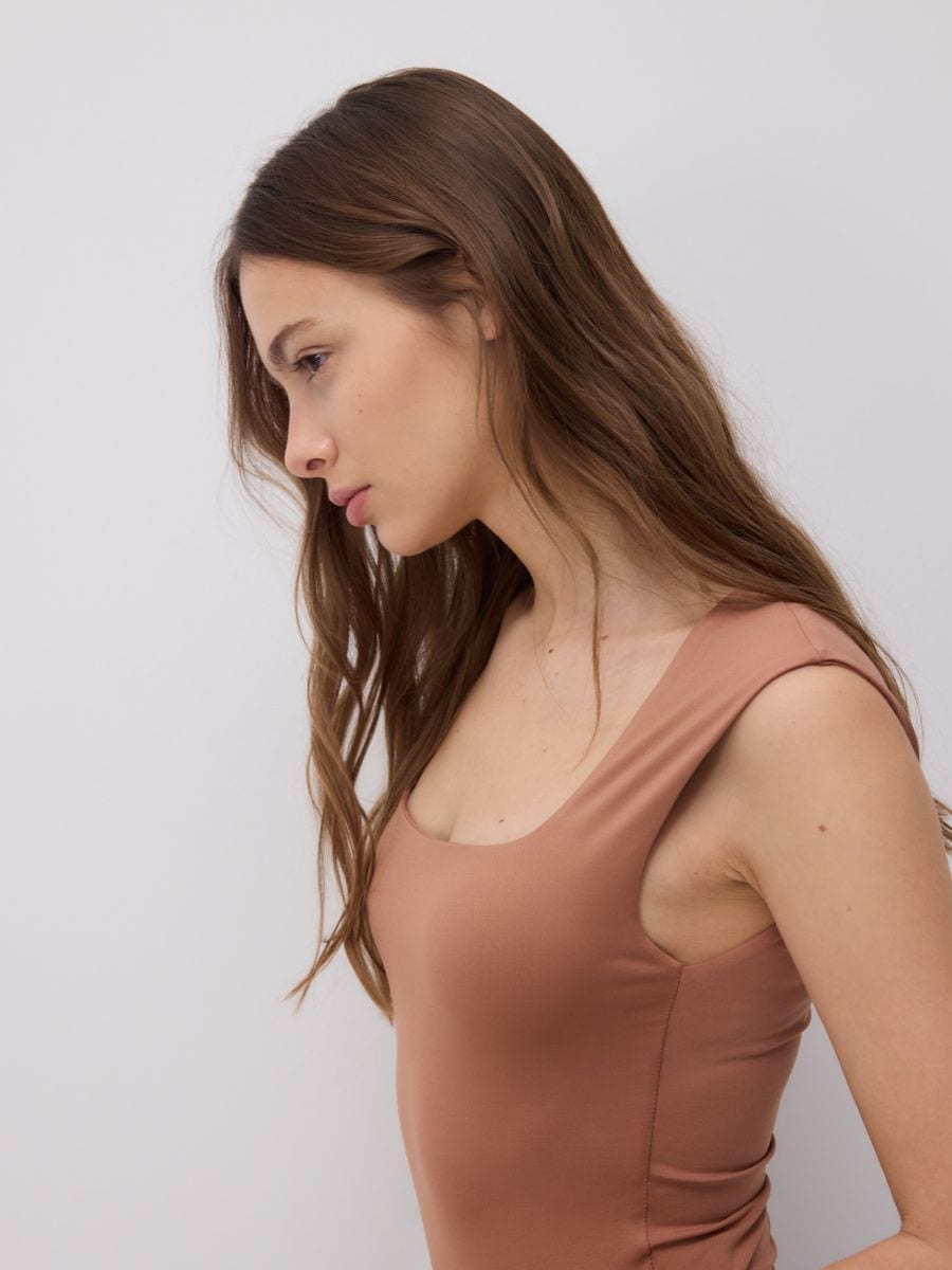 Plain bodysuit - beige - RESERVED - 2