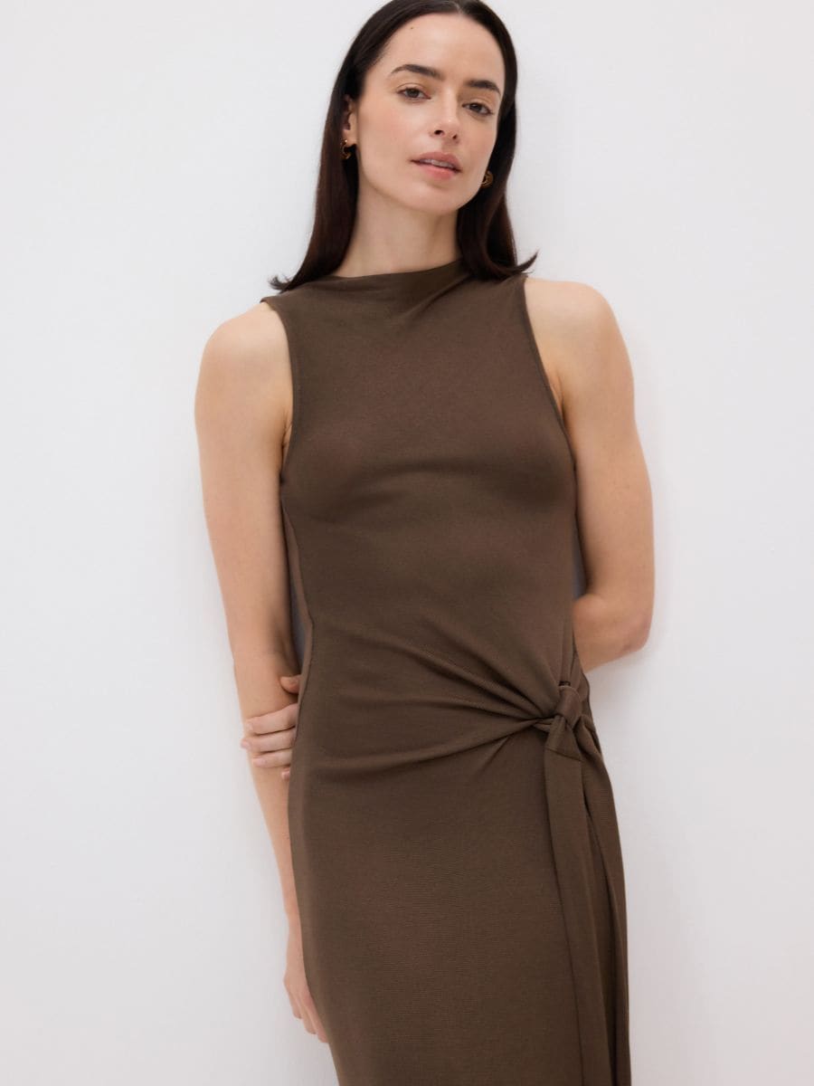 Kleid mit Bindedetail - braun - RESERVED - 4