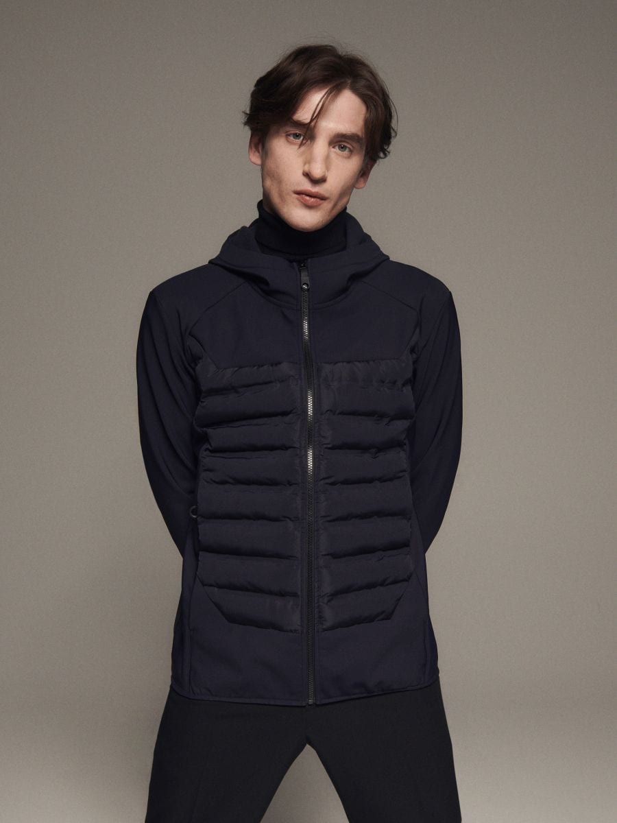 Combined fabrics jacket - navy - RESERVED - 3