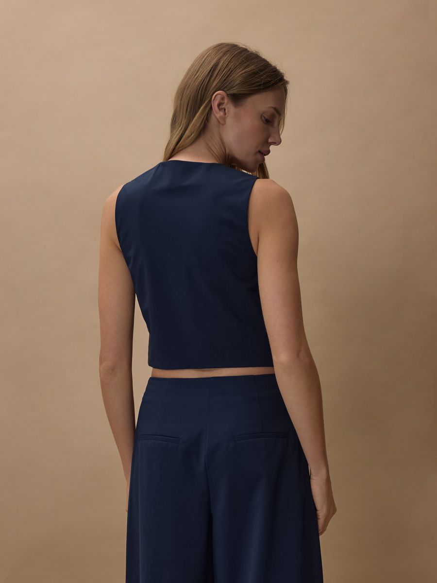 Vest with decorative buttons - navy - RESERVED - 5