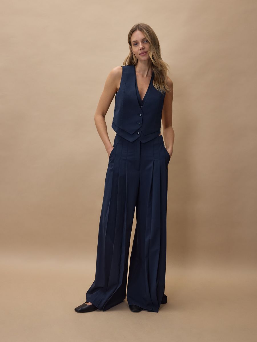 Vest with decorative buttons - navy - RESERVED - 2