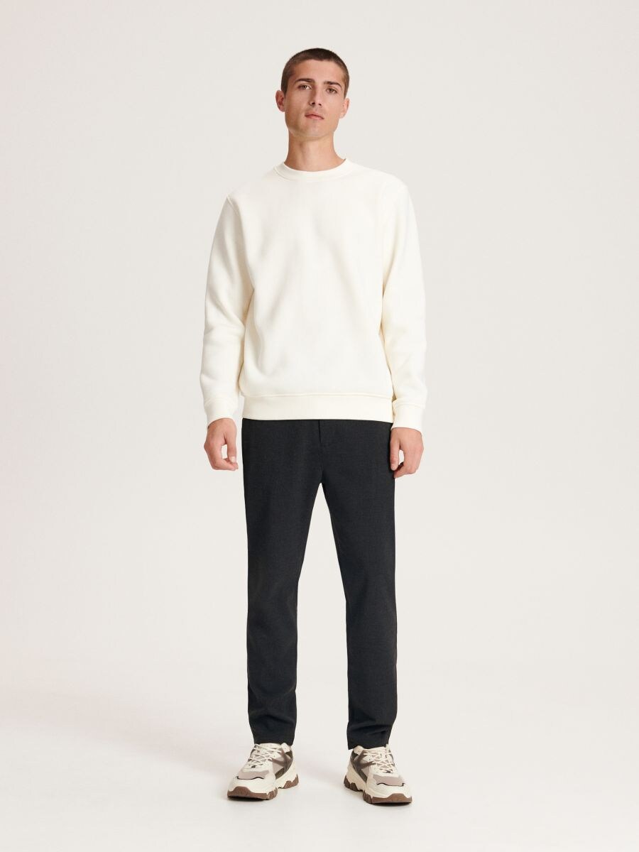 Plain cotton rich sweatshirt Color cream - RESERVED - 4514C-01X