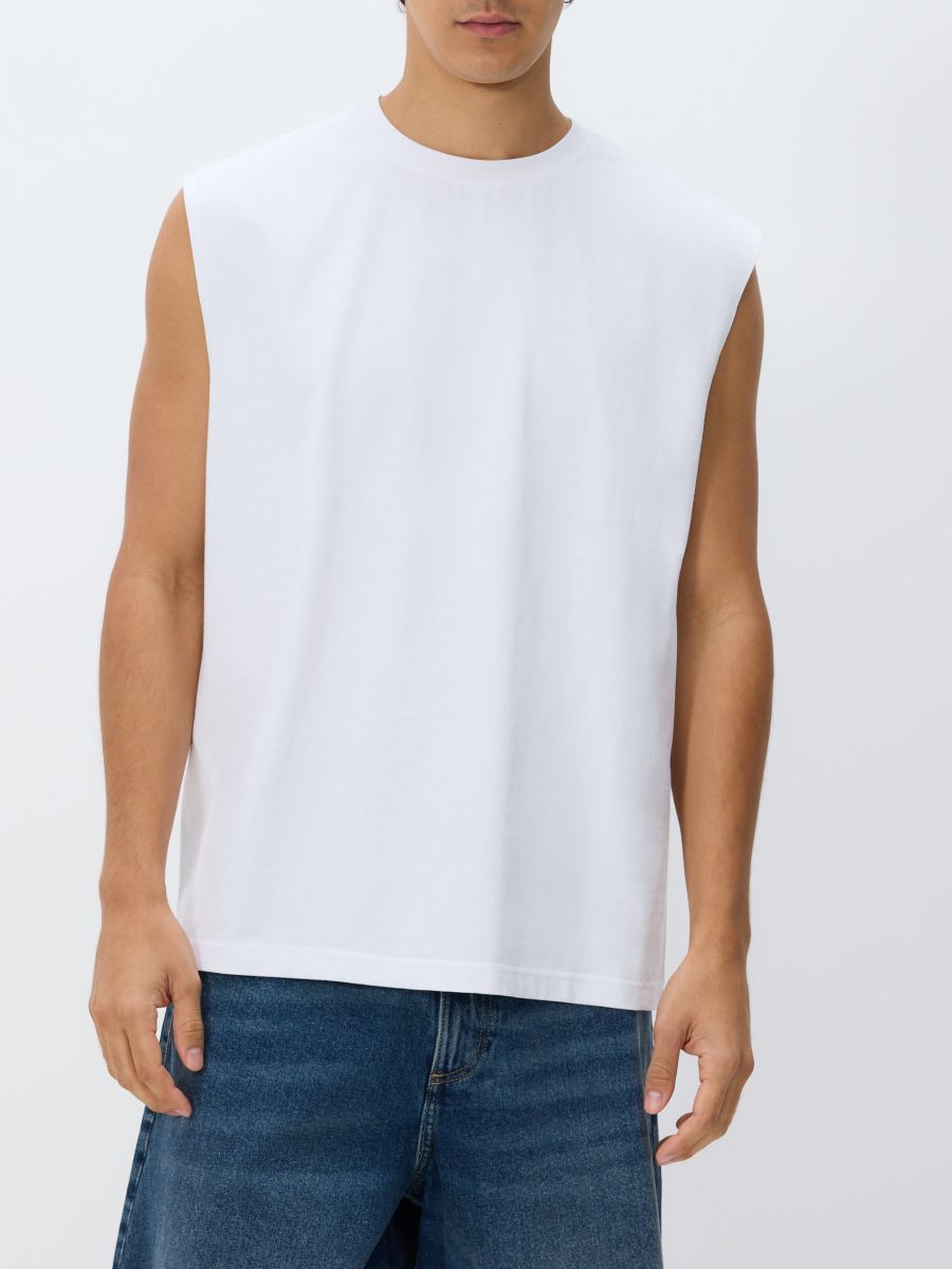 Cotton tank top - white - RESERVED