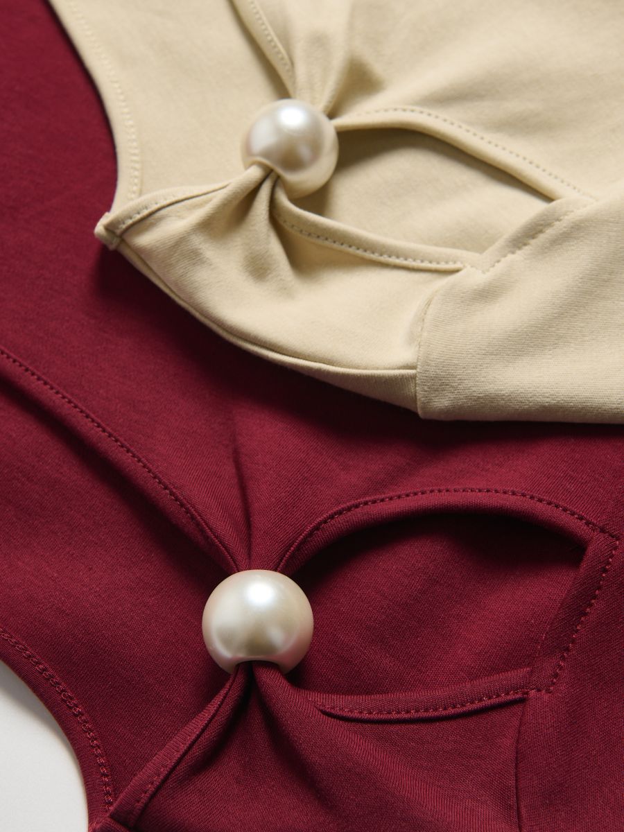 Decorative‑detail T‑shirt - beige - RESERVED - 6