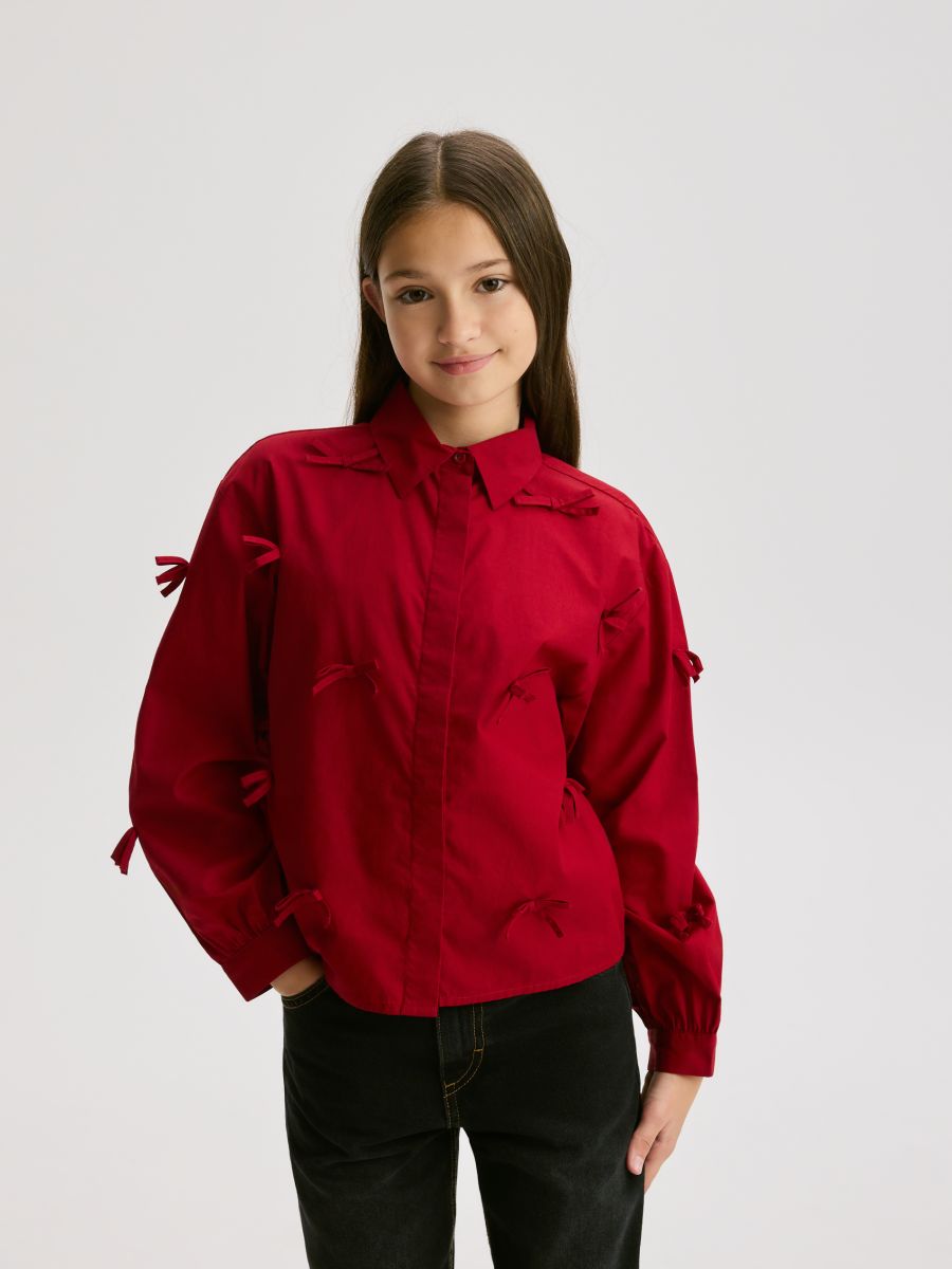 Kort skjorta med rosetter - röd - RESERVED