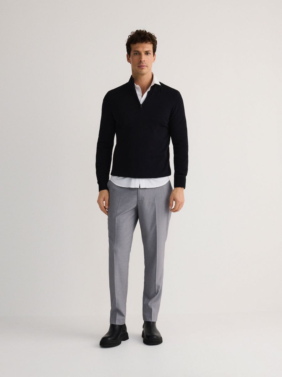 Cotton jumper with stand up collar - black - RESERVED - 5