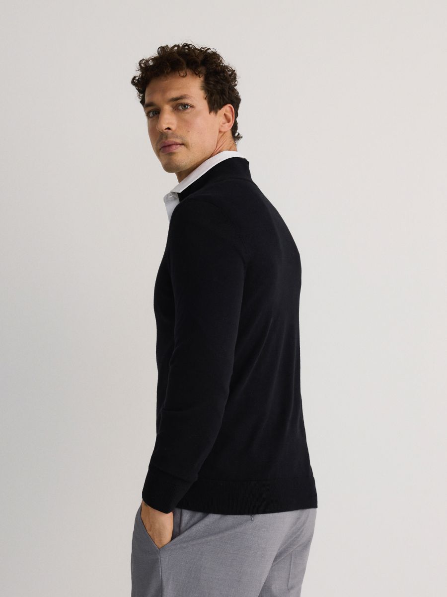 Cotton jumper with stand up collar - black - RESERVED - 6