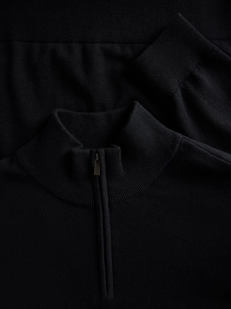 Cotton jumper with stand up collar - black - RESERVED - 2