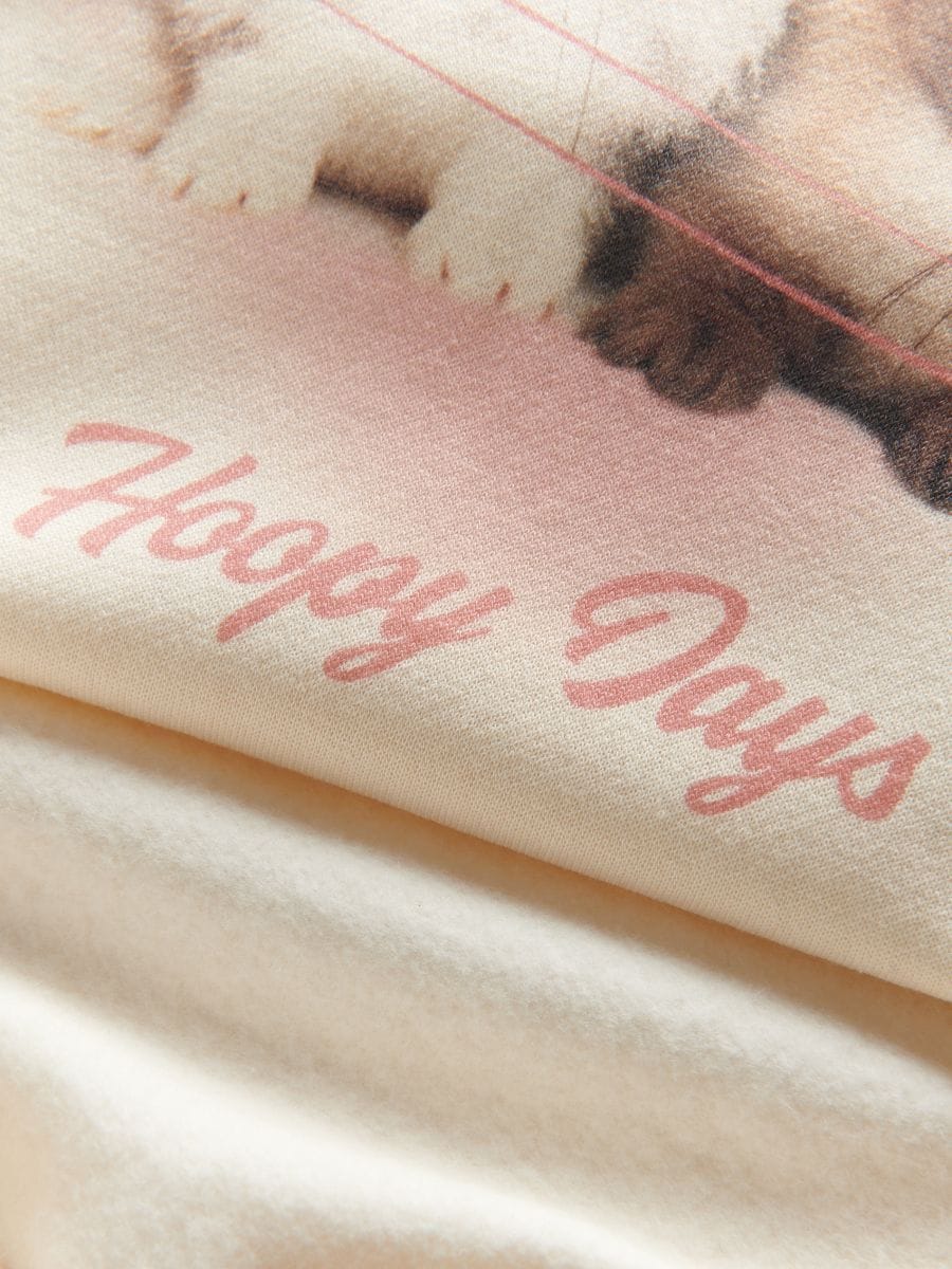 Cotton rich sweatshirt with print - nude - RESERVED - 4