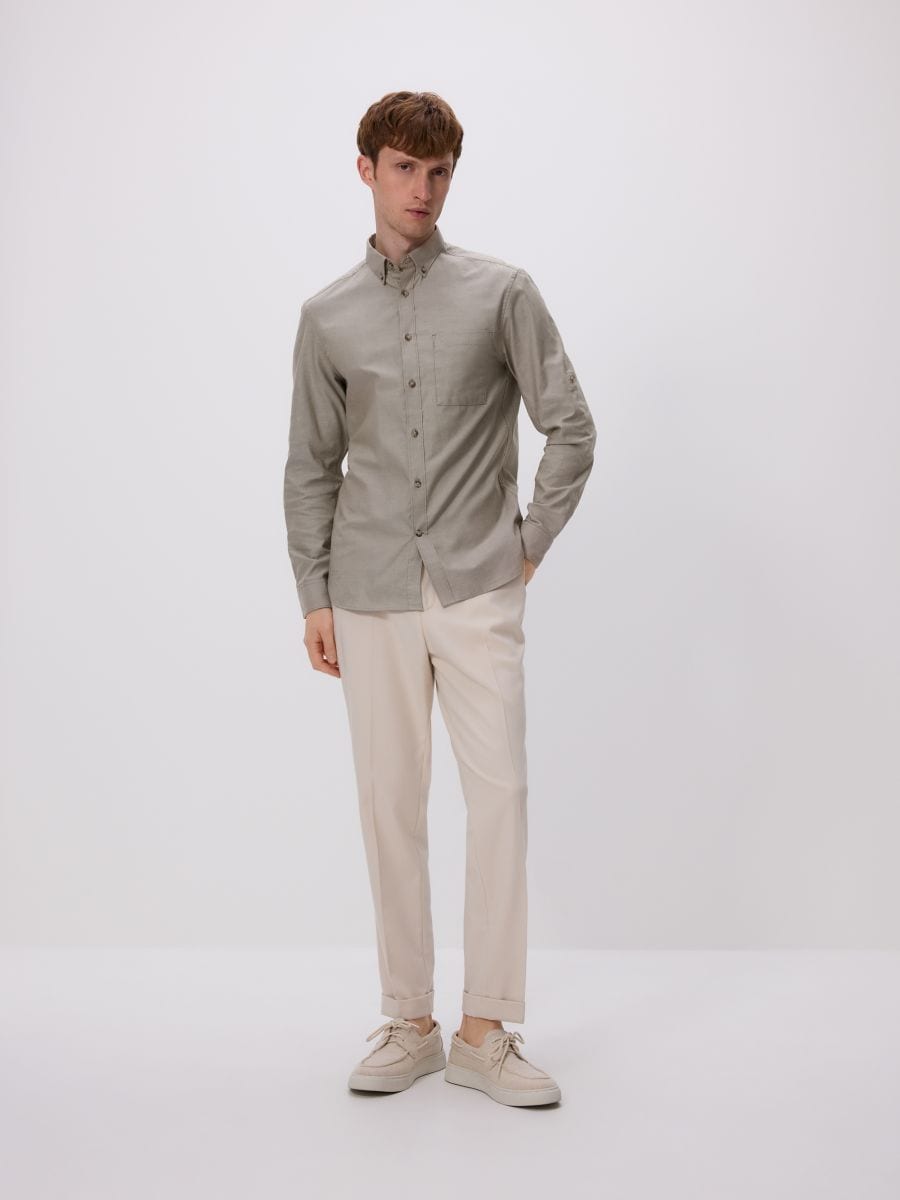 Suit trousers with viscose blend - beige - RESERVED - 2