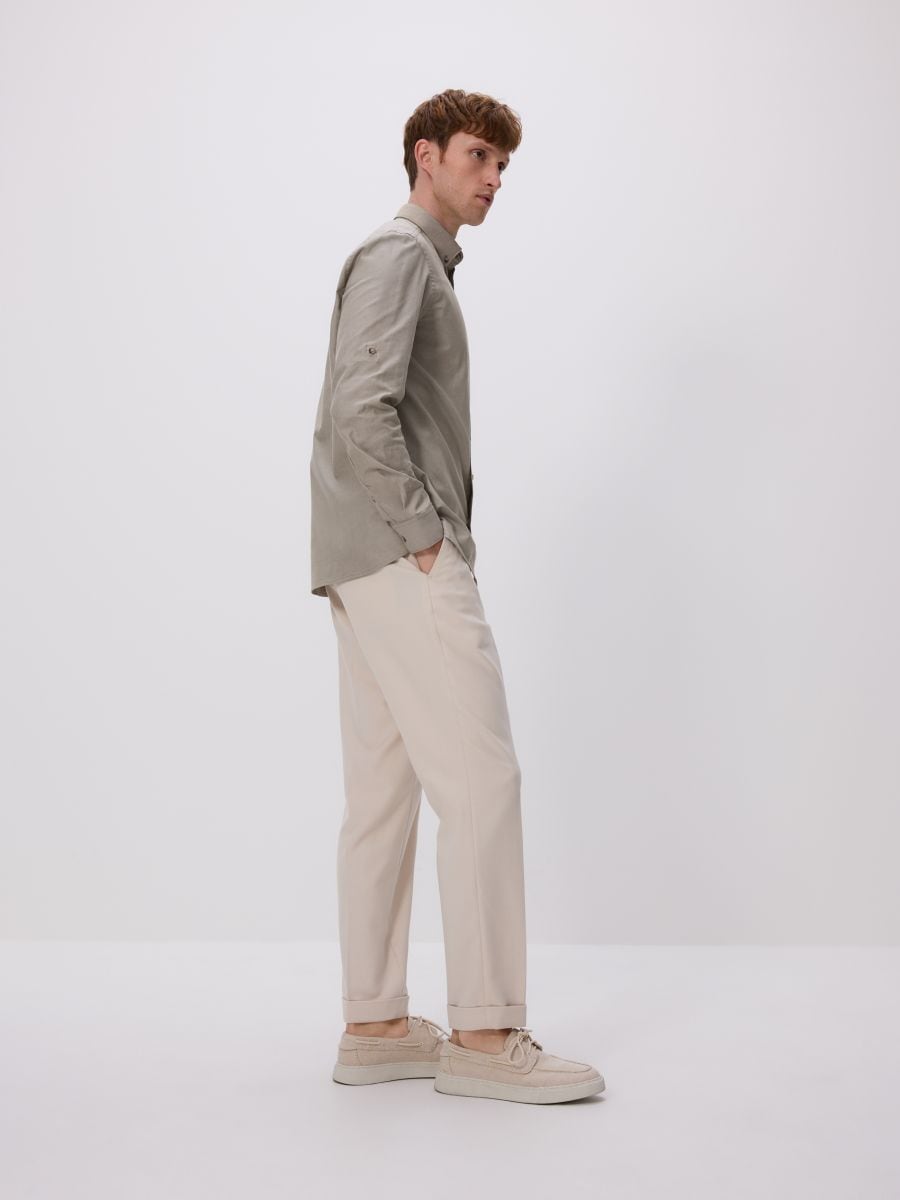 Suit trousers with viscose blend - beige - RESERVED - 3