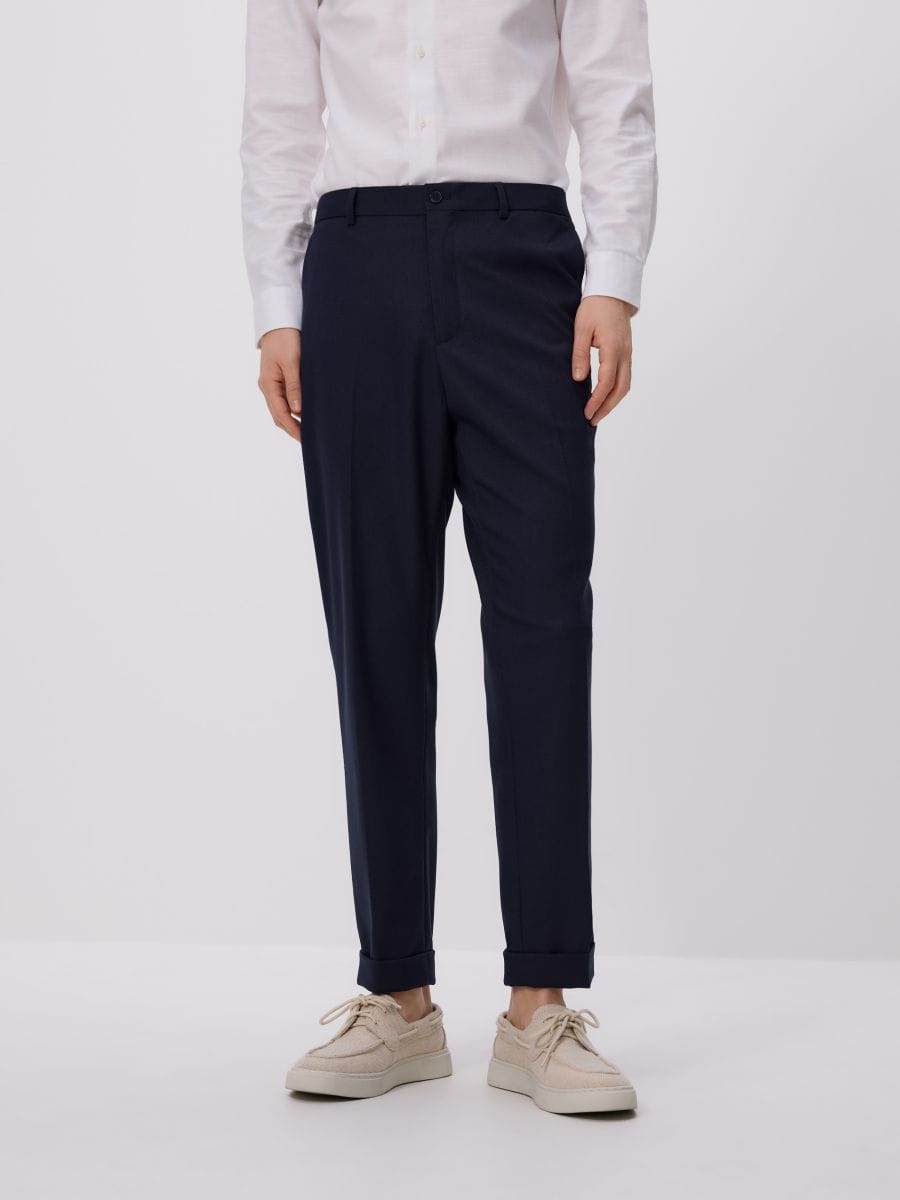 Suit trousers with viscose blend - navy - RESERVED