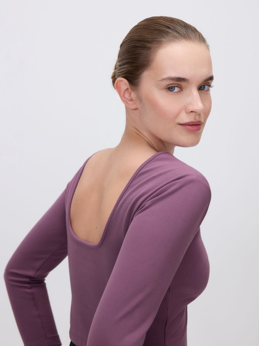LADIES` T-SHIRT - dark violet - RESERVED