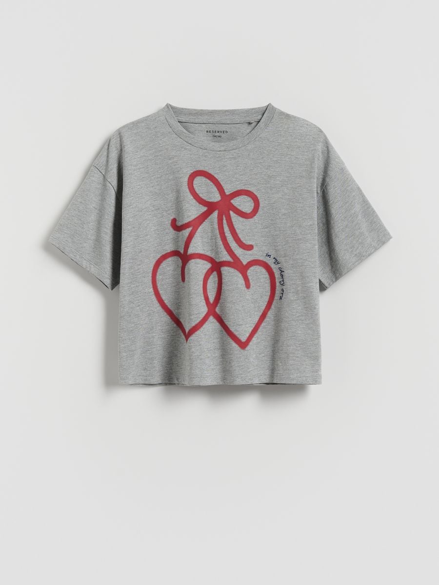 Loose T-shirt with print - light grey - RESERVED