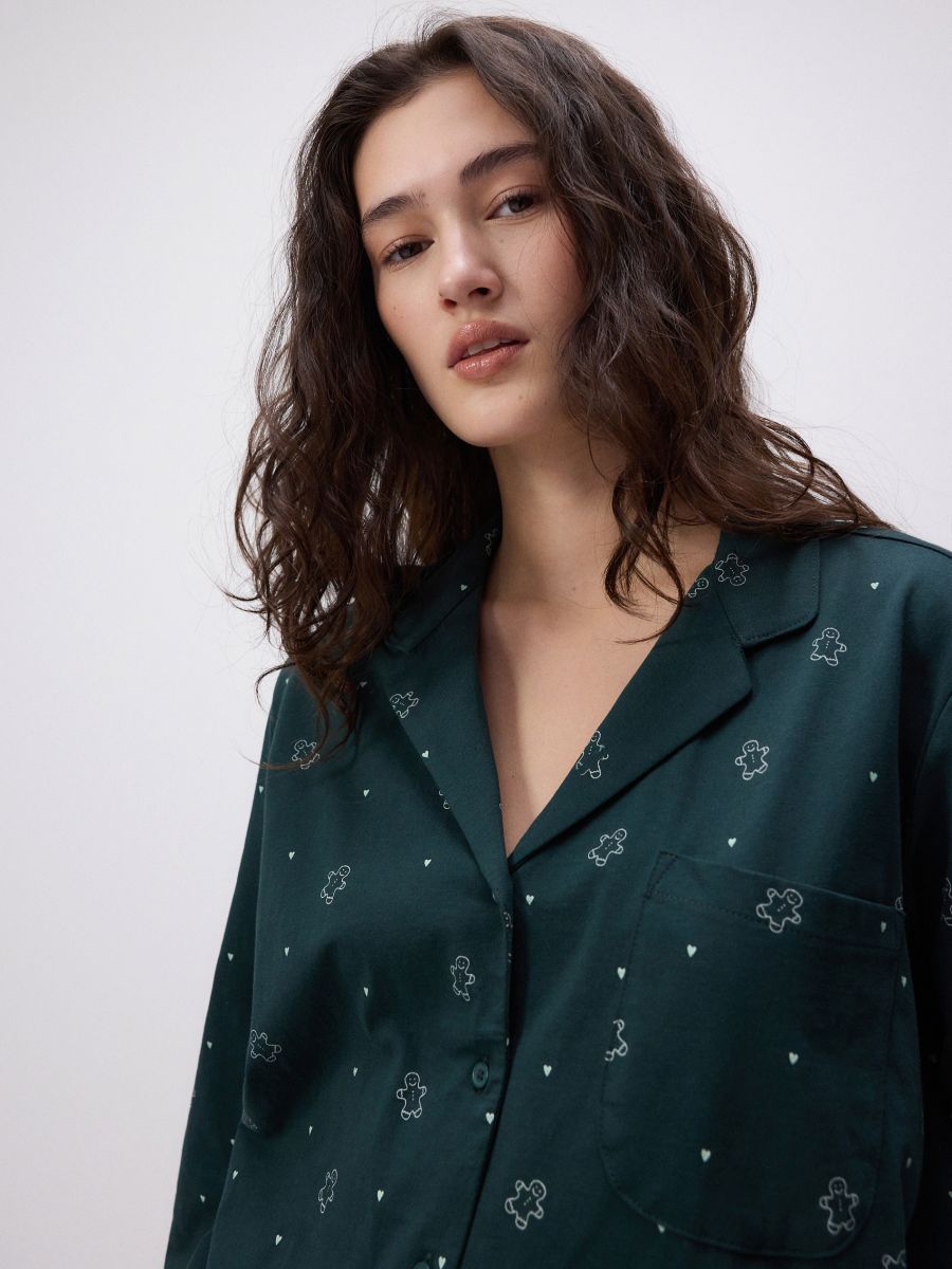 Two piece pyjama set with Christmas print - dark green - RESERVED - 4