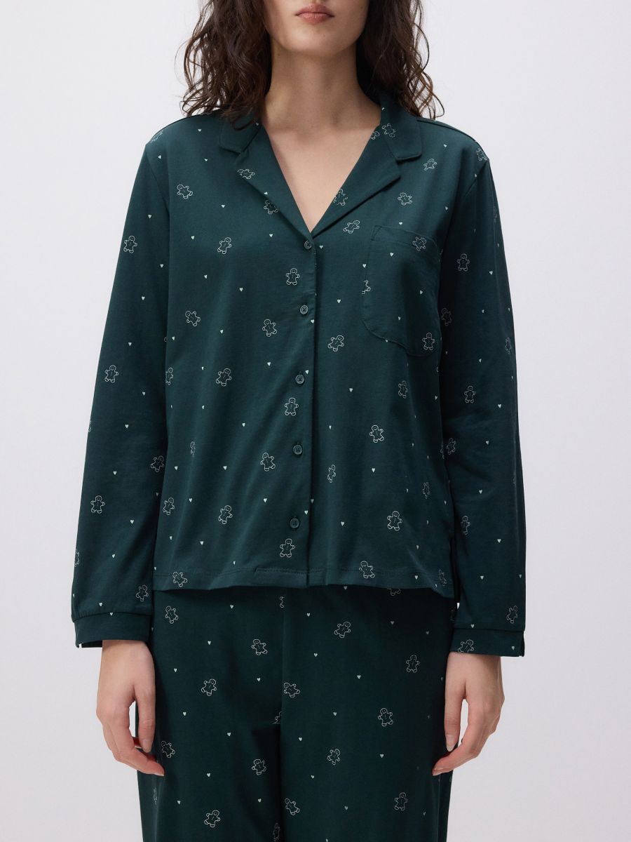 Two piece pyjama set with Christmas print - dark green - RESERVED - 2