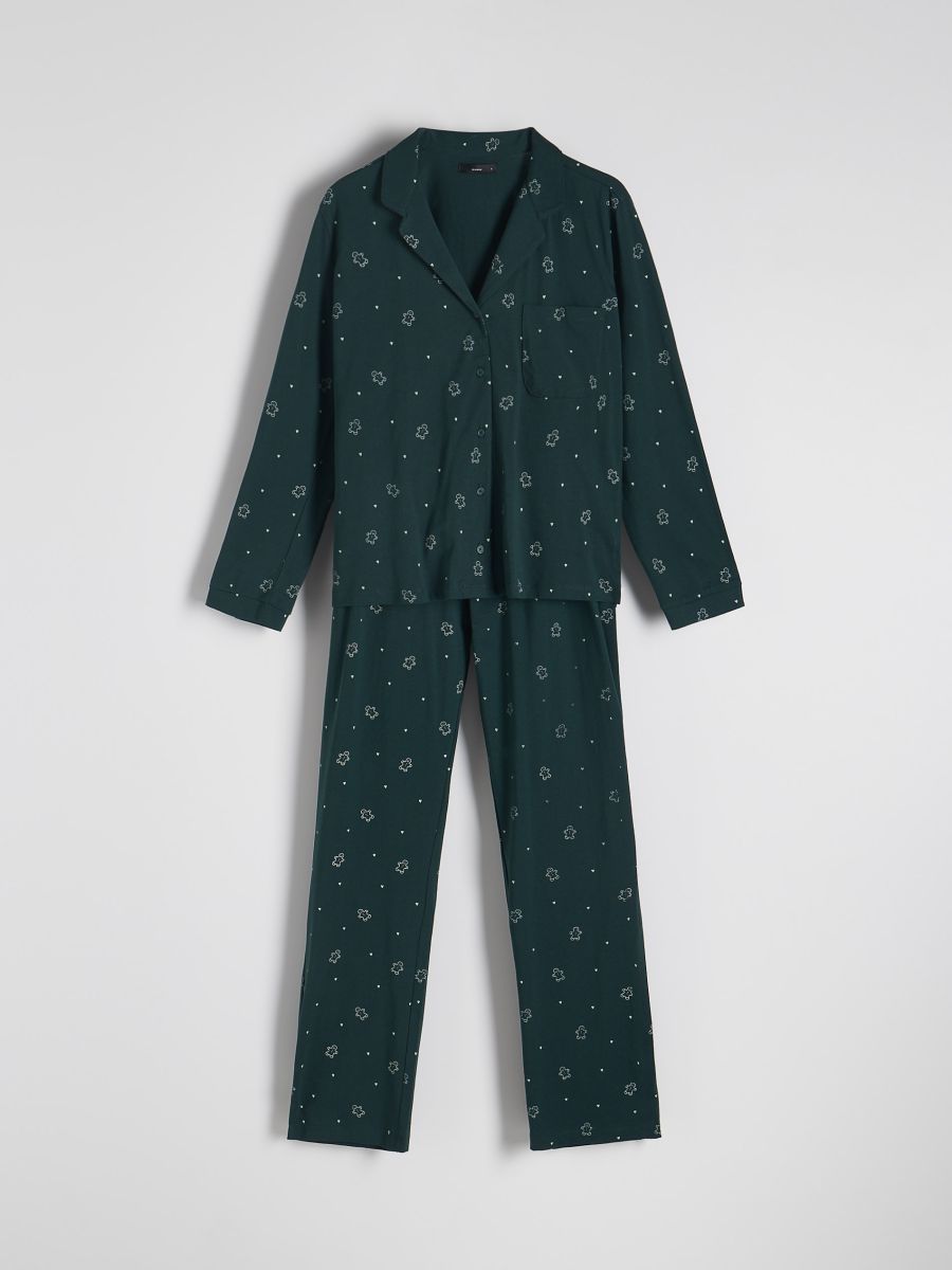 Two piece pyjama set with Christmas print - dark green - RESERVED - 6
